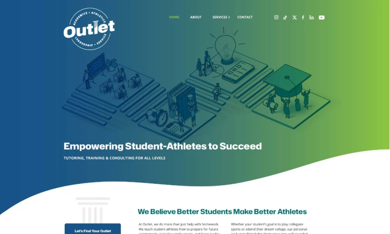 Krack Media Web Agency - Outlet - New Website for Student-Athlete Consultant in Maine