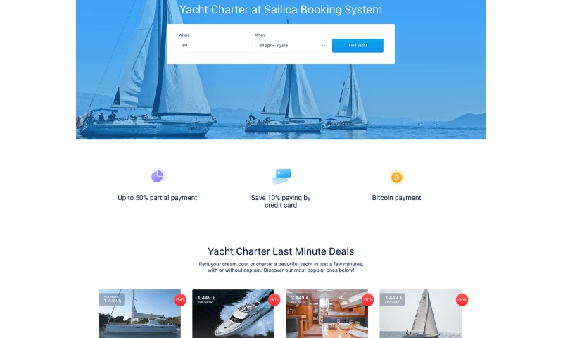 Solar Digital - Design & Development for a worldwide yacht rental service Sailica