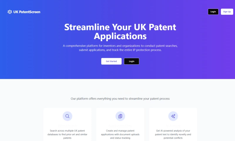 BrandingBeez - Web Application - The UK Patent Screener website