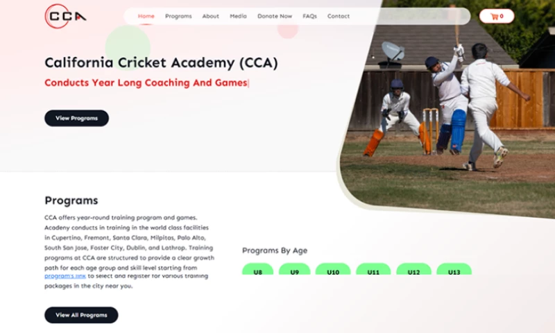 SMARTech InfoCraft - California Cricket Academy (CCA) Web Design, Development & On-Page SEO