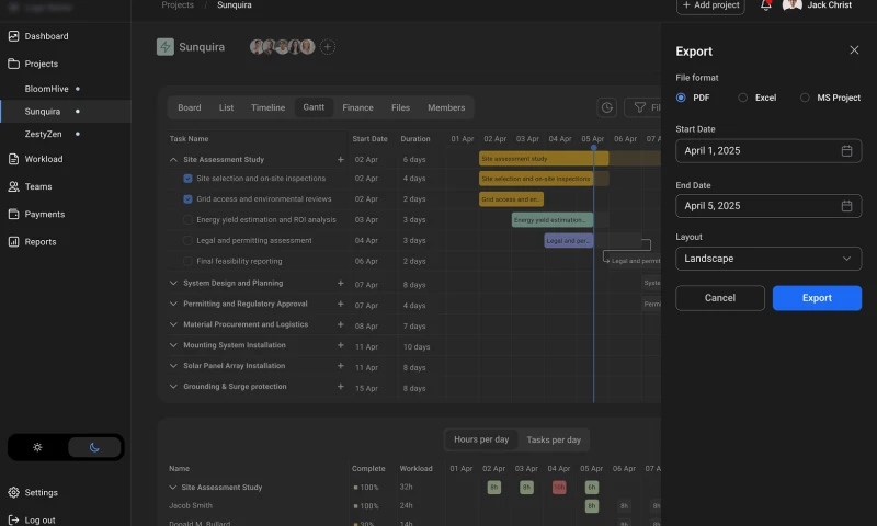 XB Software - Custom Project Management Gantt Chart Software for Renewable Energy Projects