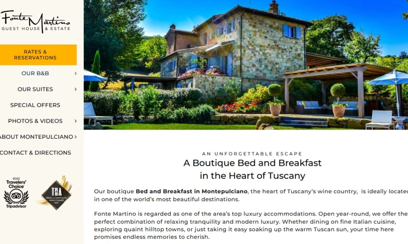 Luxury Hospitality Website for Fonte Martino Bed & Breakfast