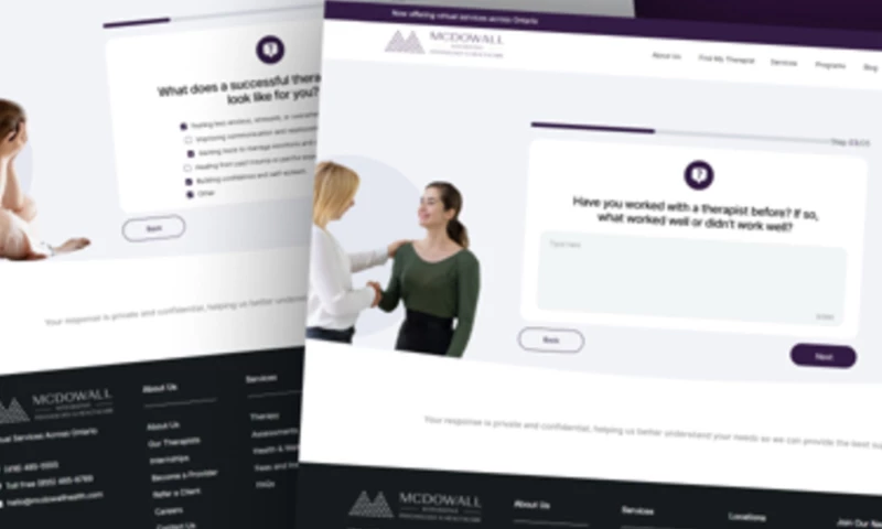 Website with Therapist Matching & Intake Process