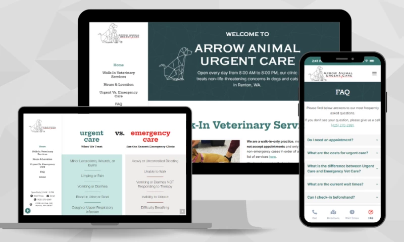 Arrow Animal Urgent Care - Website Redesign