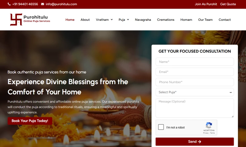 ClickZen Technologies - Purohitulu Online Puja Service Website Developement