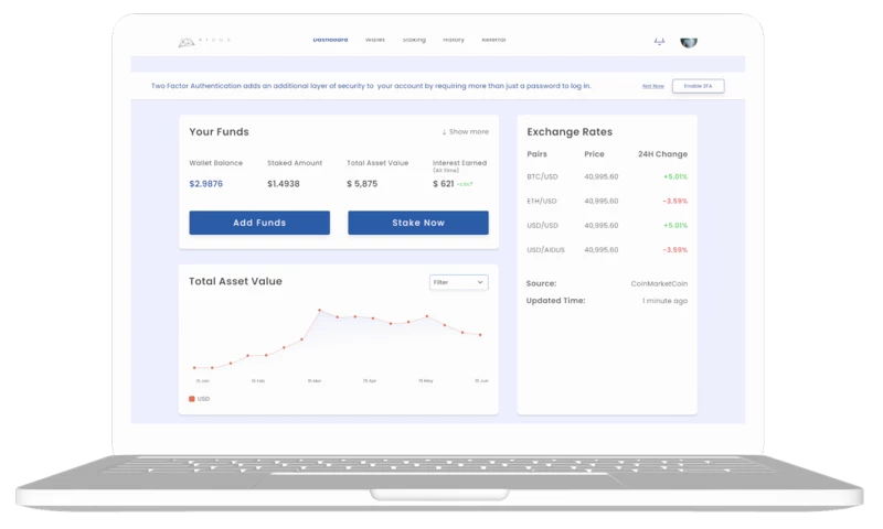 Monkhub Innovations - AIDUS - Cryptocurrency Staking Platform