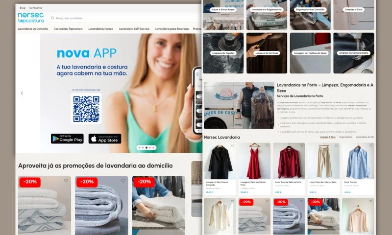 RedeShop - Topcostura Norsec - Website and Mobile App for Laundry & Tailoring Services
