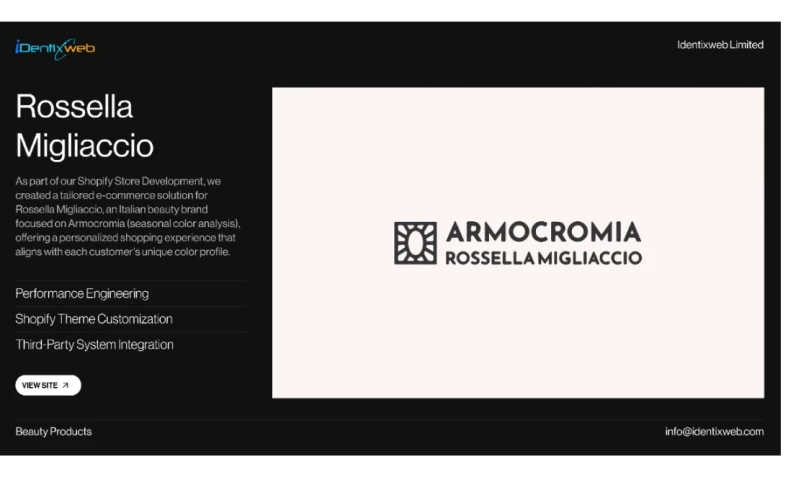 Identixweb Limited - Rosselia Migliaccio - Customized E-Commerce Experience for Beauty Brand