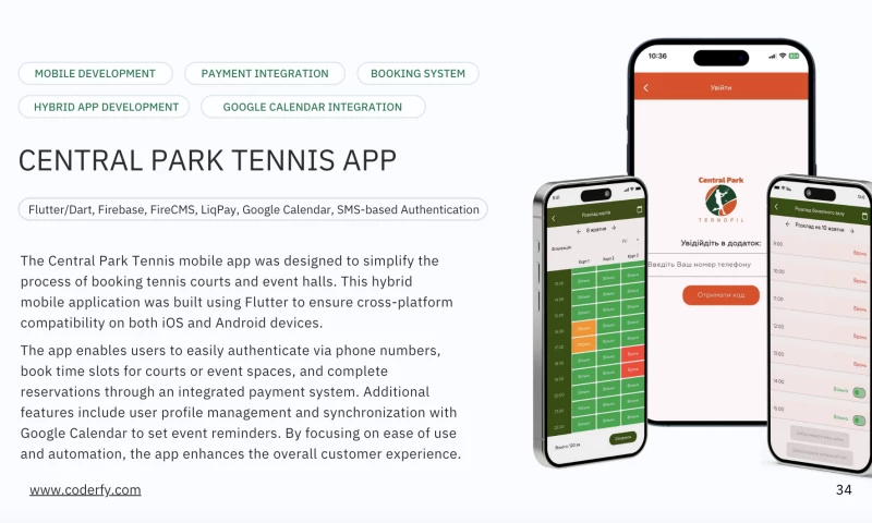 Coderfy - Hybrid Mobile App Development for Tennis Court and Event Booking