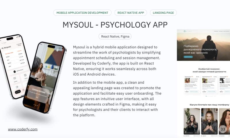 Coderfy - Mysoul - is a hybrid mobile application for psychologists