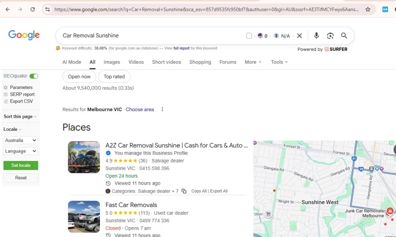 Backlink Lift - Local SEO Success: A2Z Car Removal Sunshine Ranked #1 on Google