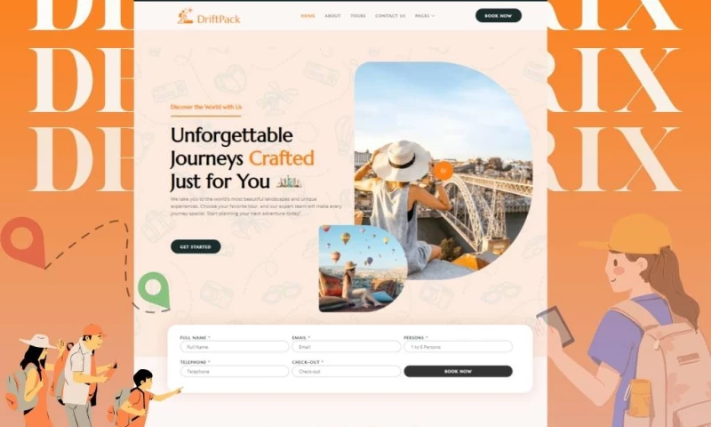Devsyntrix - DriftPack Travel & Adventure Elementor Website