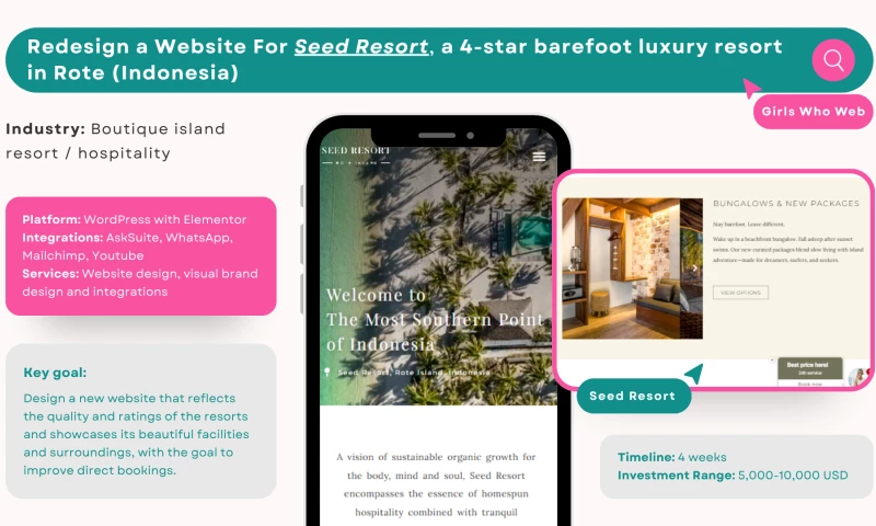 Redesign a Website For Seed Resort, a 4-star barefoot luxury resort in Rote (Indonesia)