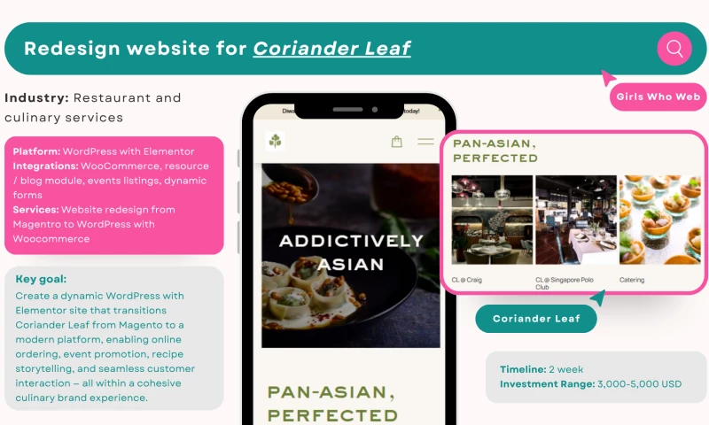 Girls Who Web - Redesign website for Coriander Leaf