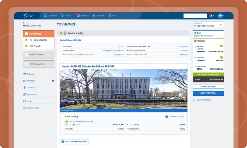 UX Team - Commercial insurance policy application software