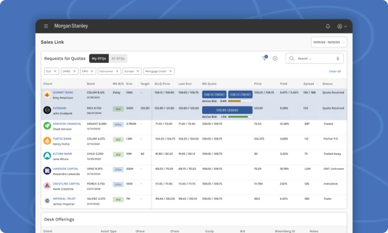 UX Team - Bond trading app