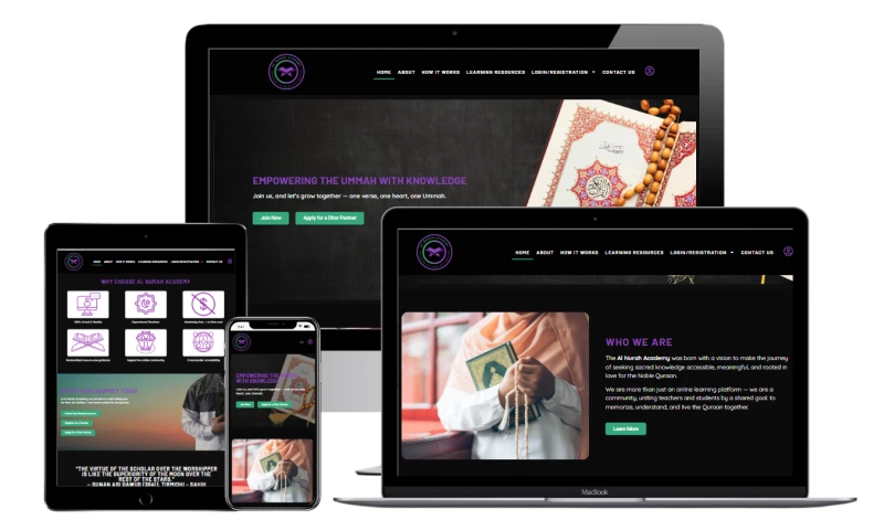 Al Nurah Quran Academy - Custom Web Application