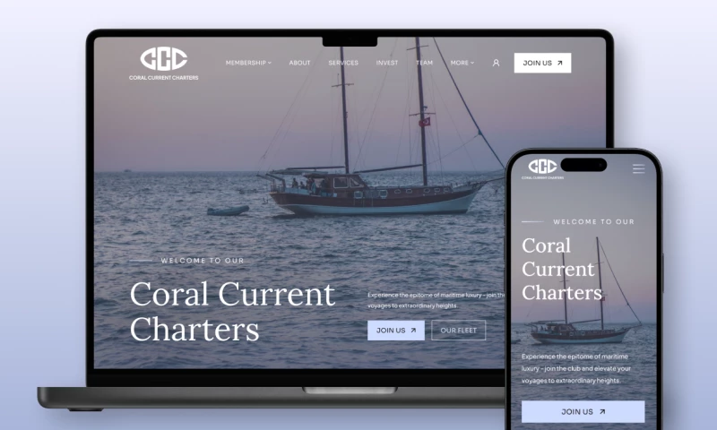 Uxon.me - Coral Current Charters - Luxury Yacht Membership Website Redesign