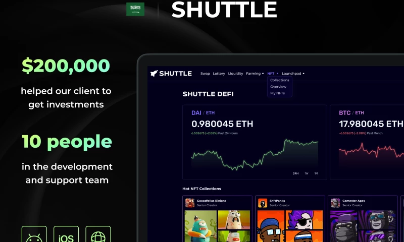 OmiSoft - Shuttle - Decentralized Exchange Platform Development with NFT Art Gallery Integration