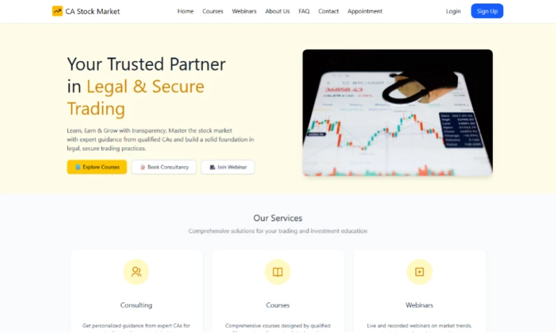 HiveRift - Corporate Website Development for CA Ki Stock Market