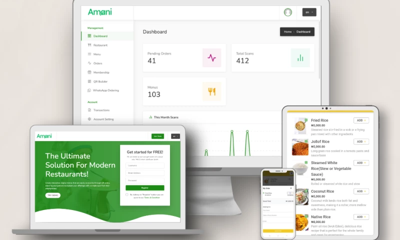 Nomfro Technologies - Amani - SaaS Digital Menu & QR Ordering Platform for Restaurants