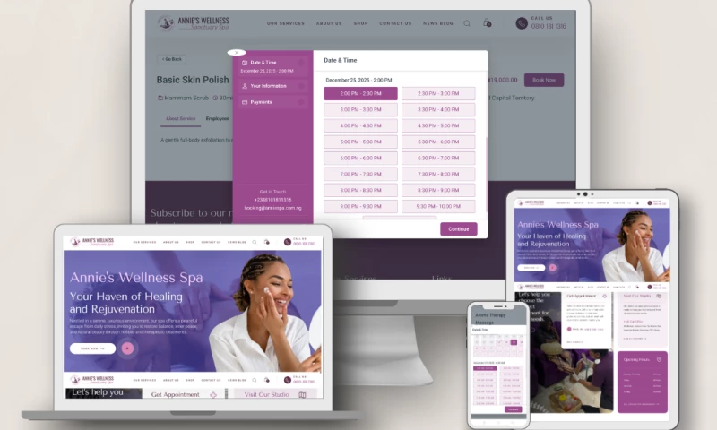 Nomfro Technologies - Annie Wellness Spa - Spa & Wellness Service website