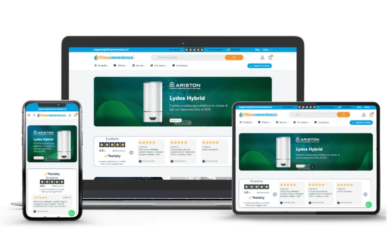 Webgas - Climaconvenienza: Redesign e replatforming su Shopify Plus