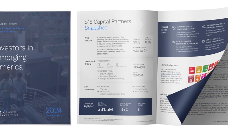 Impact investment reporting for a private equity firm.
