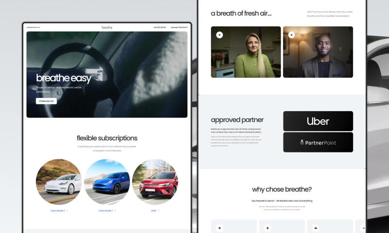 Digital Butlers - Breathe Cars / Website Redesign / Webflow dev
