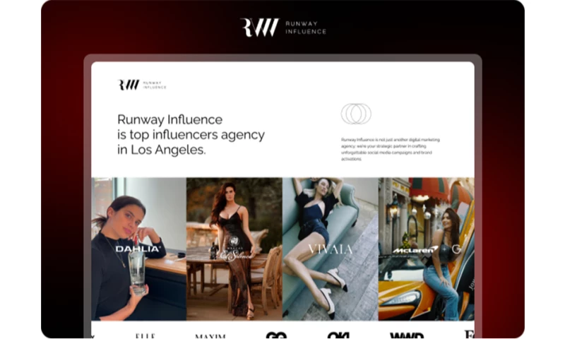 Modern website for a premier Los Angeles influencer agency