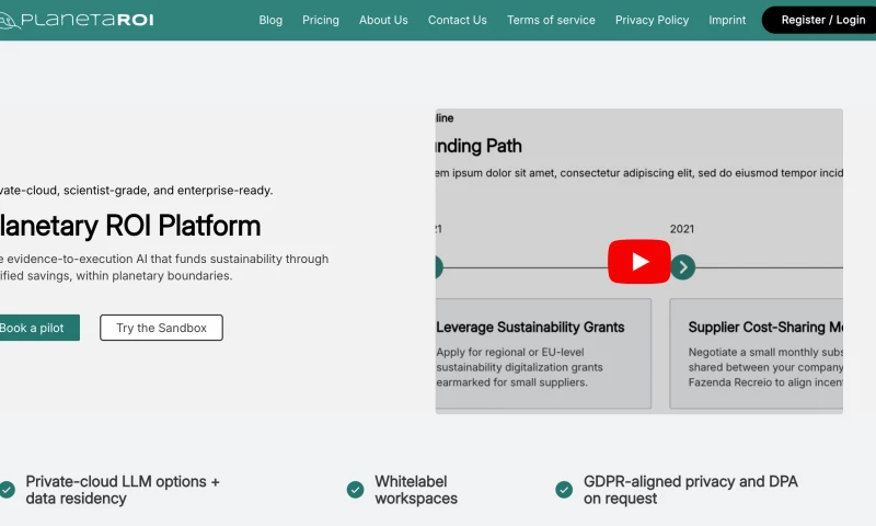 AI Sustainability Platform Website