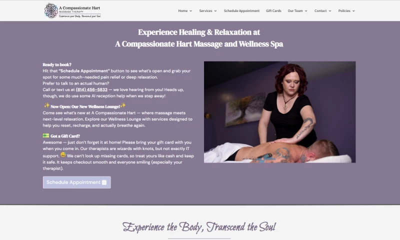 Compassionate Hart Massage & Wellness Spa Website Design