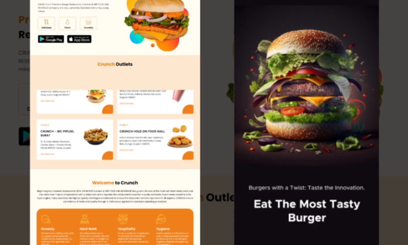 Crunch Burger Mobile App & Website - Design & Development