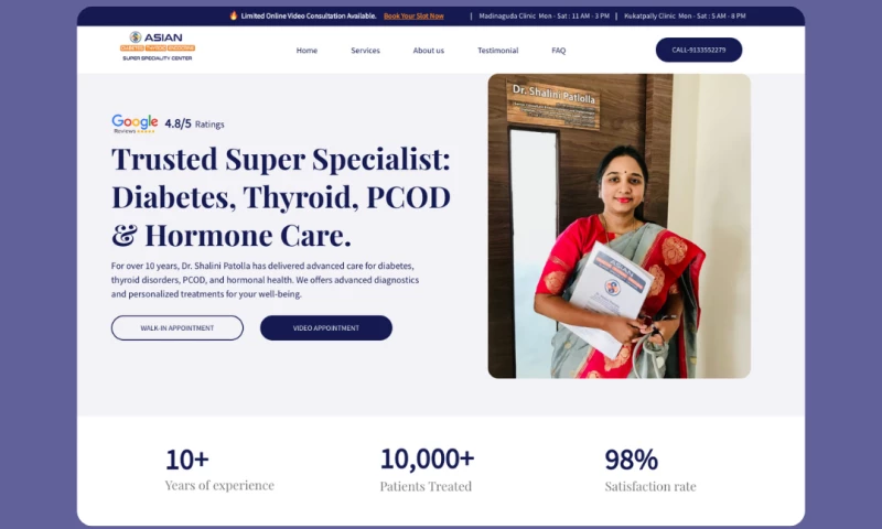 aRa Digital Agency - Asian Diabetes thyroid hormone super speciality center