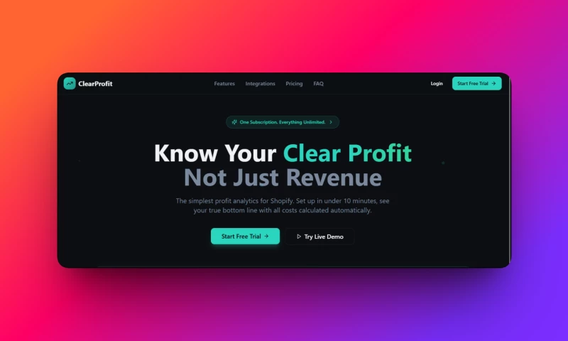 ClearProfit - Shopify Profit Calculator & E-commerce Analytics Dashboard