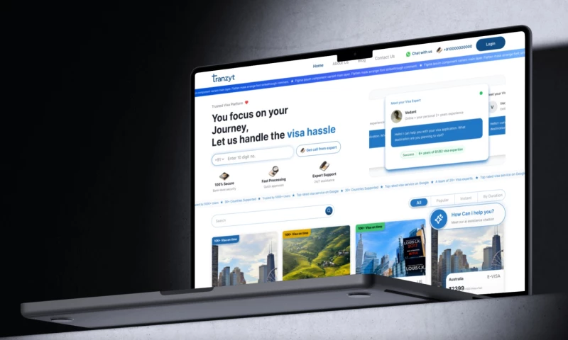 Techsaint Technology Solutions Pvt Ltd - Tranzyt Visa Assistance Website UI Design