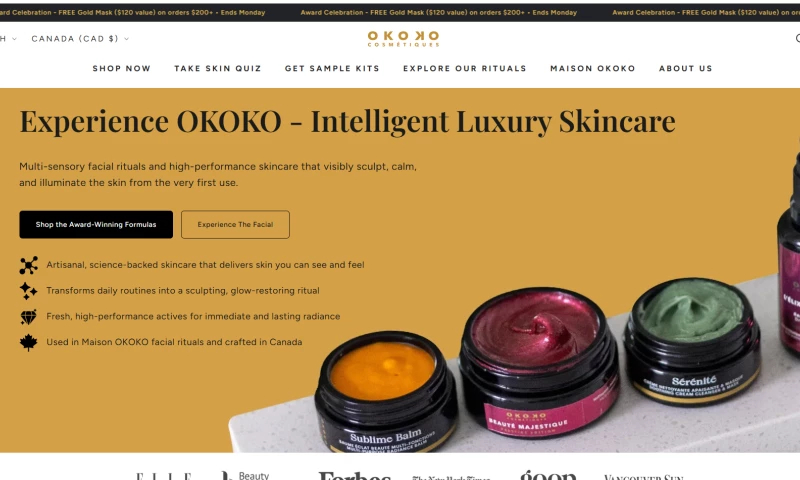 Okoko Cosmetiques Luxury Shopify eCommerce Development