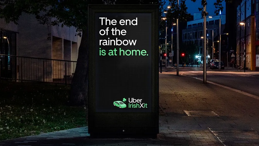Uber's "IrishXit" OOH ad | Source: Uber