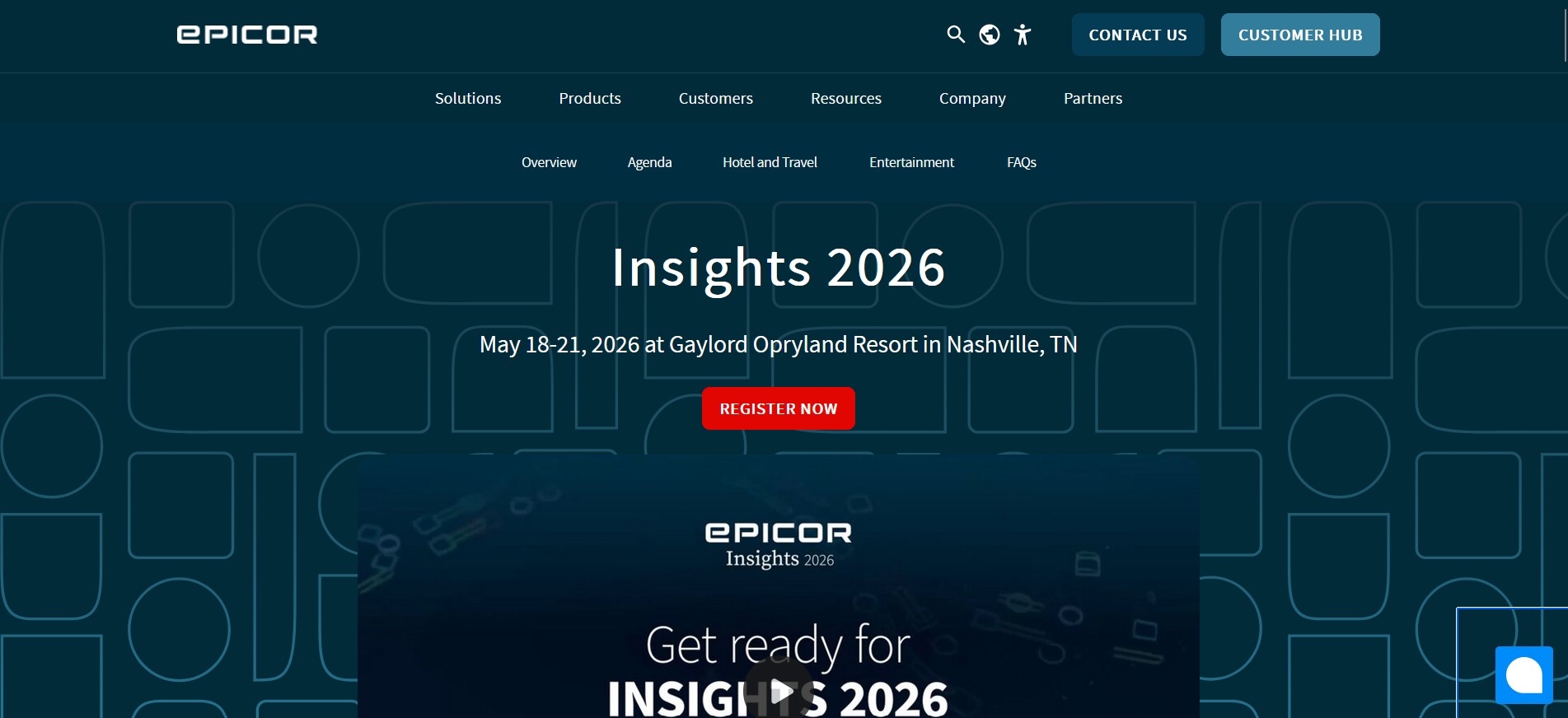 Epicor Insights 2026: Epicor Insights 2026 event homepage.