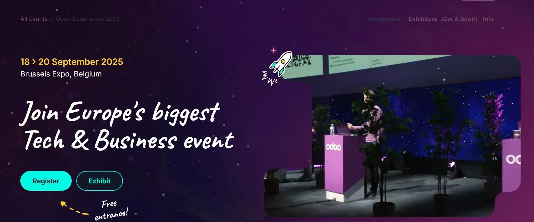 Odoo Experience 2026 homepage