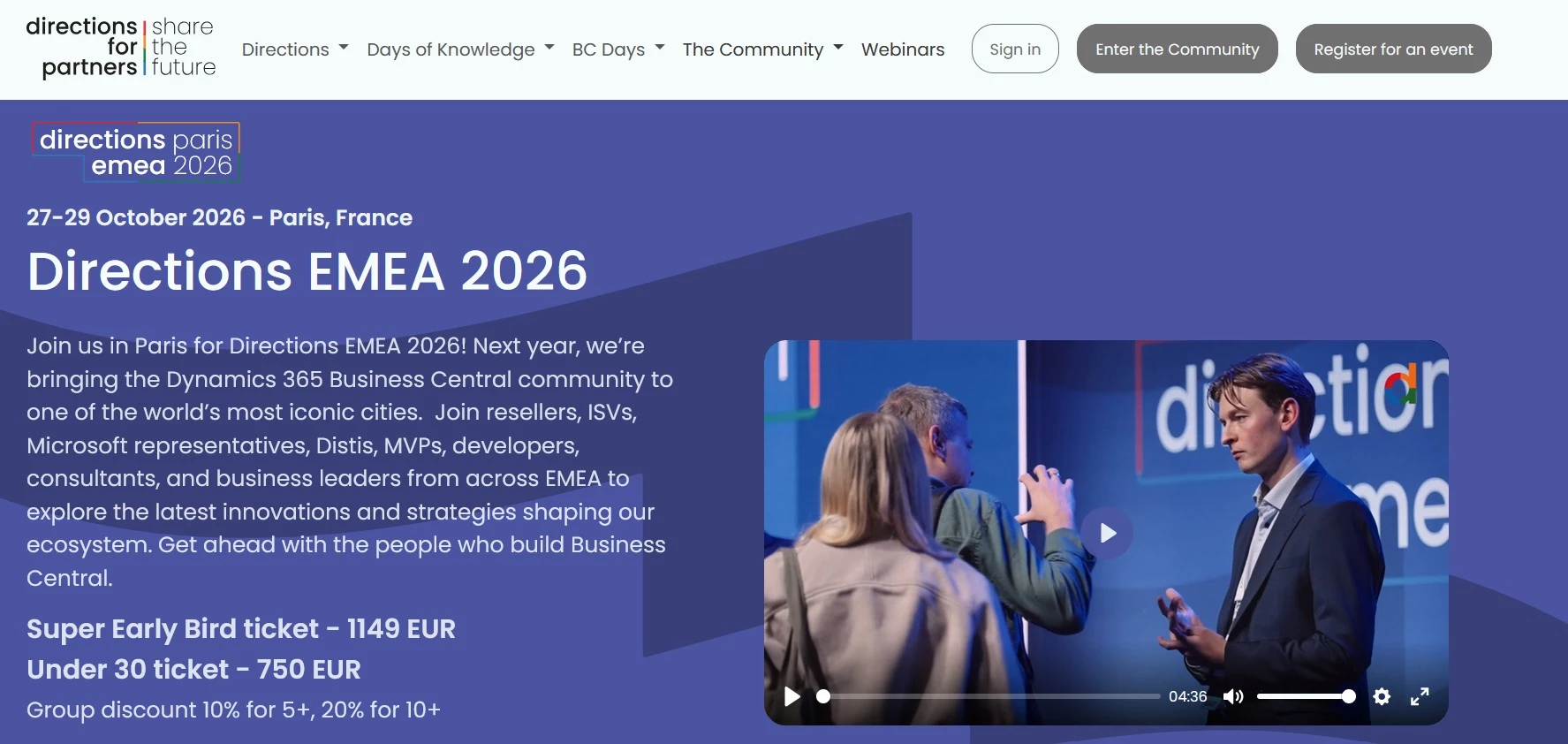 Directions EMEA homepage