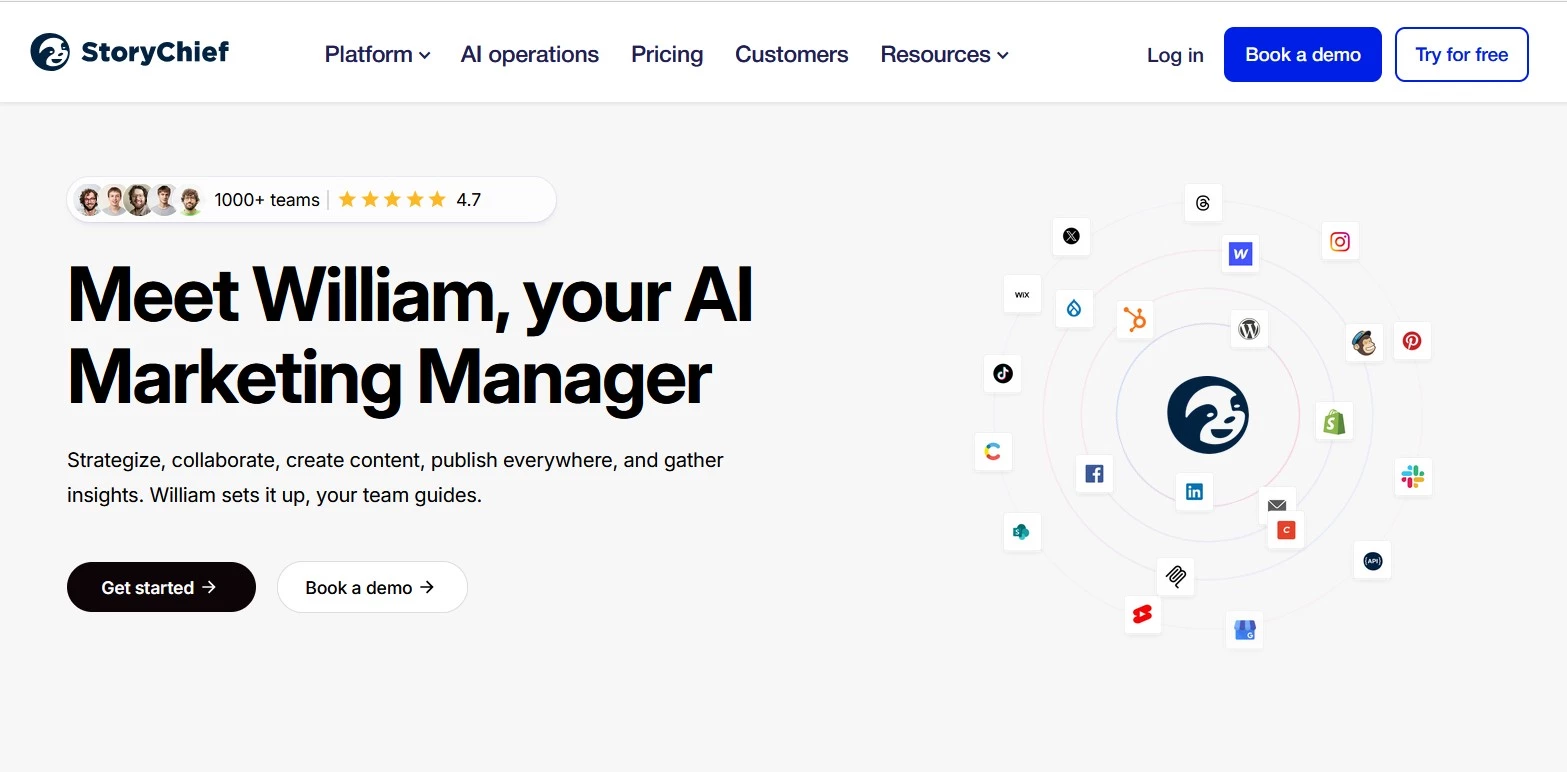 StoryChief homepage