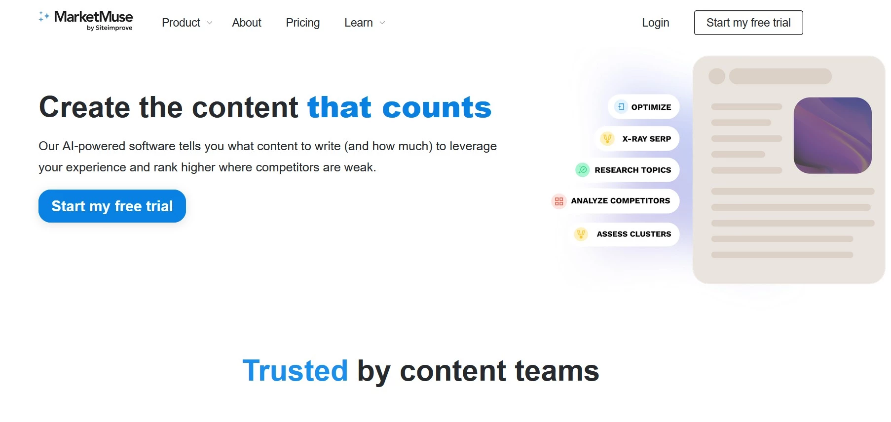 MarketMuse homepage