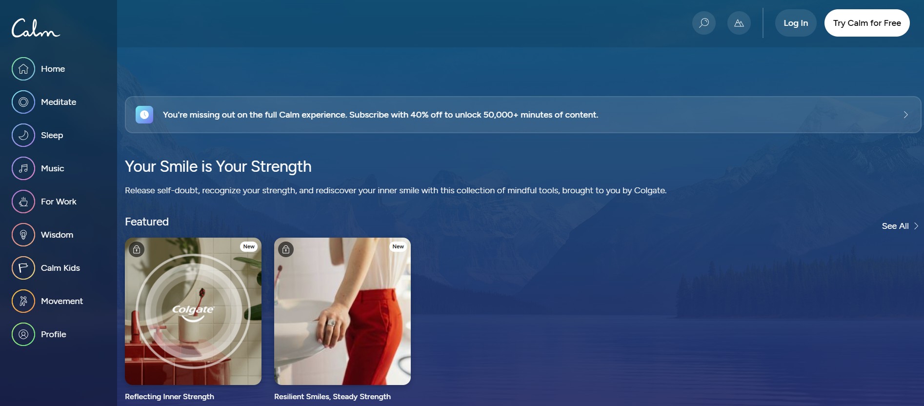 Colgat in Calm Colgate campaign in Calm app