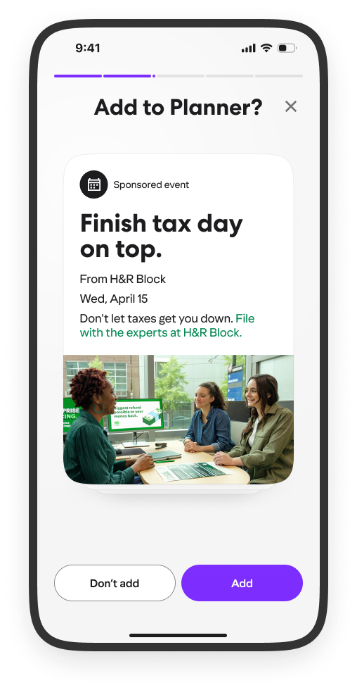 Yahoo's 'Sponsored Events' Planner Feature | Source: Yahoo Yahoo's 'Sponsored Events' Planner Feature | Source: Yahoo
