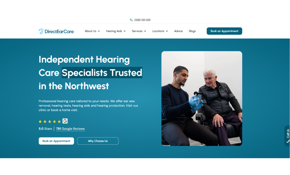 Direct Ear Care medical website design best designed medical websites