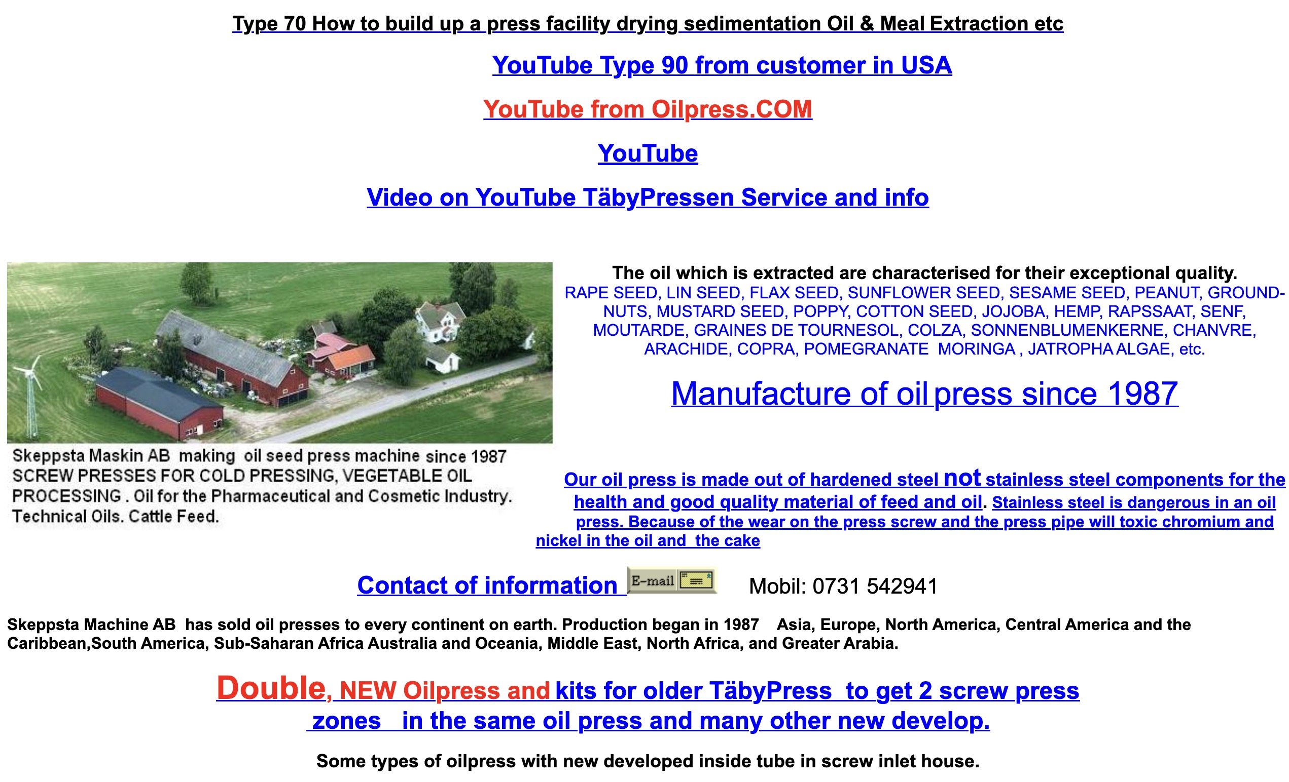 TäbyPressen Oil Press TäbyPressen Oil Press