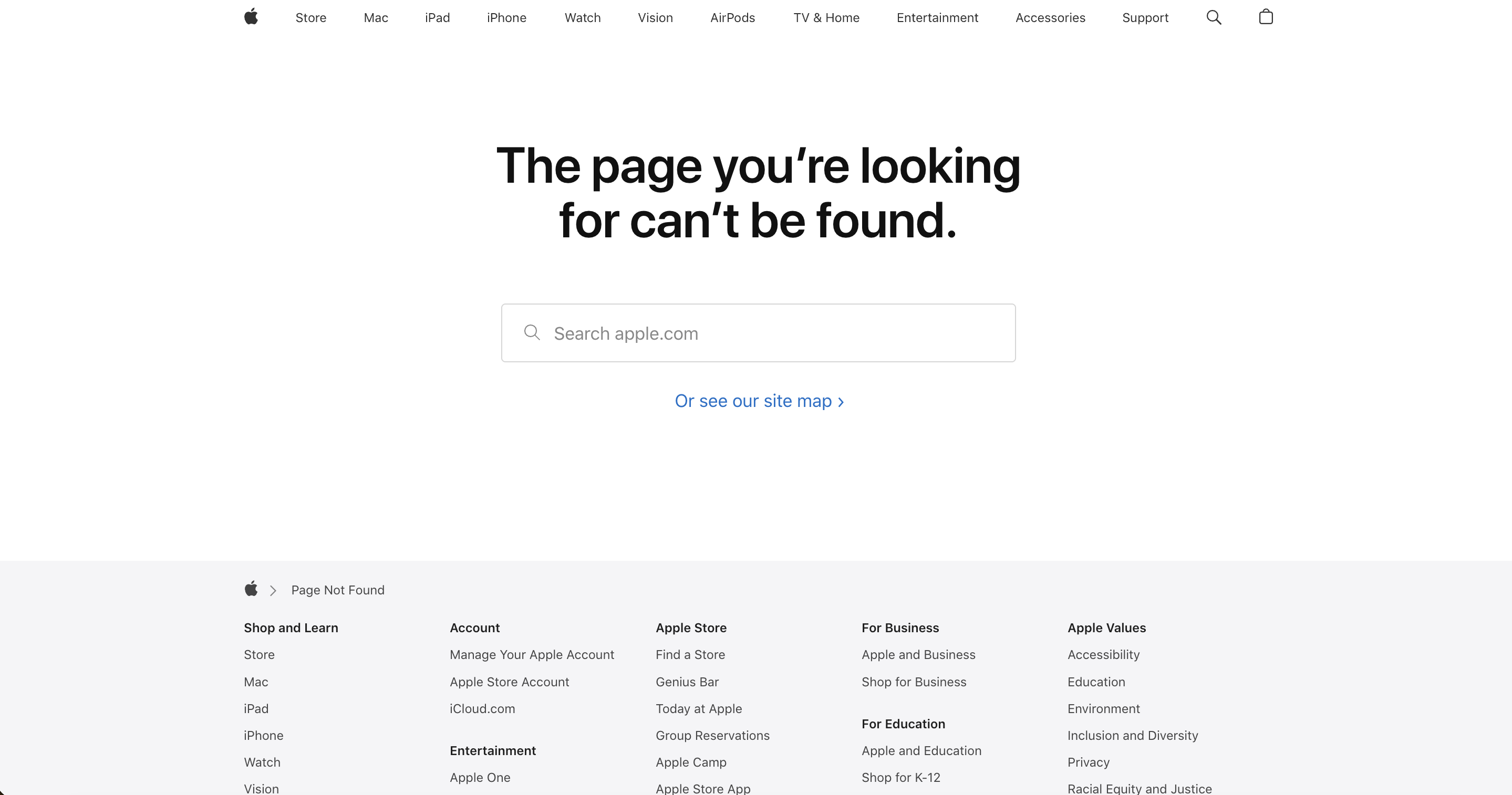 Apple's 404 Error Page