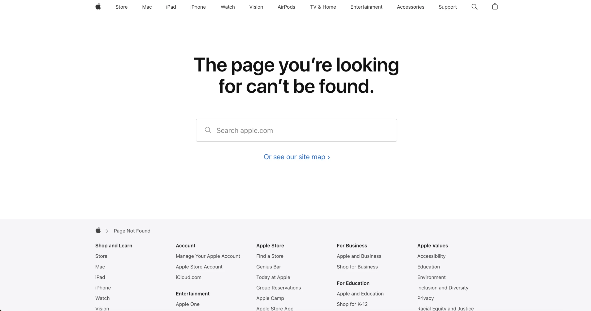 Apple's 404 Error Page