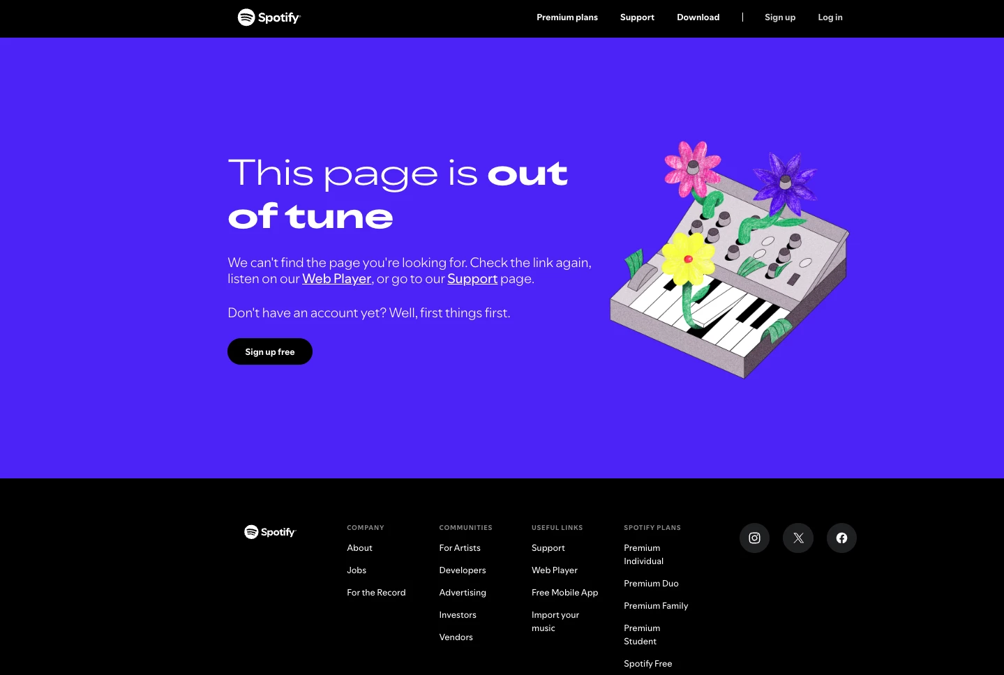 Spotify's 404 error page